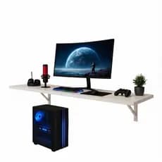 Mesa Suspensa Em Mdf Branco Estudos Home Office Computador