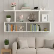 Nicho Decorativo Organizador De Livros 80cm Mdf Sala Quarto Branco Branco