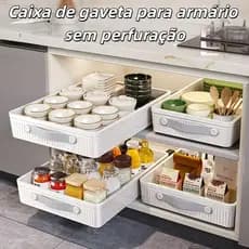 Organizador de Gaveta Sem Perfuração 8cm | Trilho Silencioso, Firme, Super Resistente e Durável para Armários