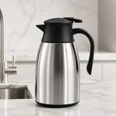 Garrafa Térmica Inox 1 Litro Ampola Vidro Cabo Anatômico Café Chá Quente Frio