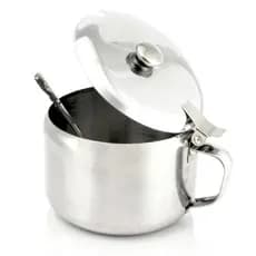 Açucareiro 350ml Em Aço Inox Com Colher Cafeteria Restaurantes