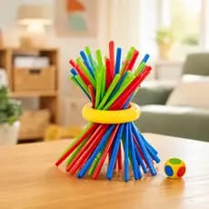 Jogo Tira Varetas Pega Palitos Coloridos com Dado Brinquedo Educativo Infantil para Crianças e Adultos