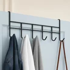 Suporte Cabide de Porta Com 6 Ganchos De Aço Multiuso Para Quarto Banheiro Cozinha