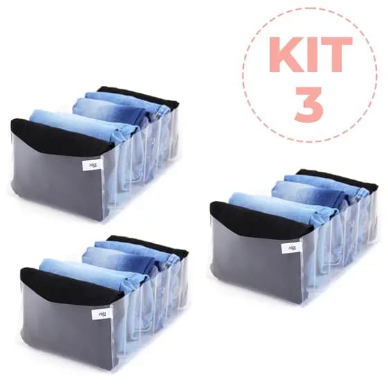 KIT com 3 nichos guarda roupa Transparente para Calça Jeans