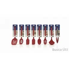 Utensílios de Silicone Tramontina Vermelhos Premium | Concha, Colher, Espátula, Pegador e Batedor