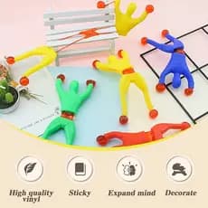 Kit 15 Bonecos Guerreiros Pegajosos: Escalam Parede E Vidro! Gruda parede / homem aranha ninja