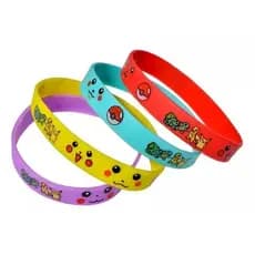 Kit 4 Pulseira Pokemon Pikachu e Amigos Festa Brincadeira Cosplay Festas