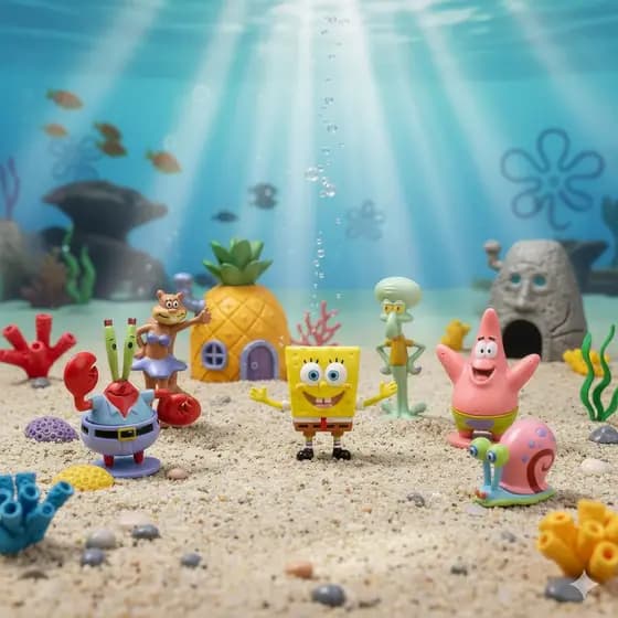 Kit Bob Esponja e sua turma enfeite de aquário Toys Mini 6 peças Miniatura