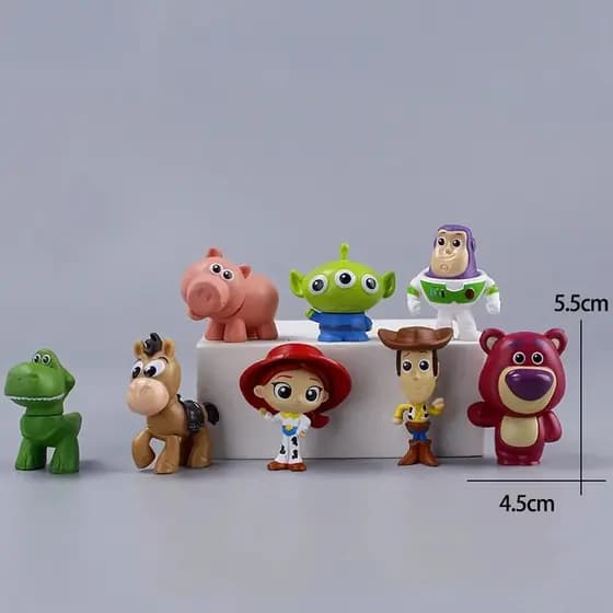 Toy Story Kit 8 Personagens Buzz Woody Jessie Rex Porquinho Alien Bullseye Lotso Action Figure