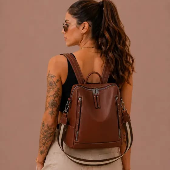 Bolsa Mochila Feminina 2 em 1  Reforçada Moderna Com Alça Transversal Trabalho Passeio Dia a Dia