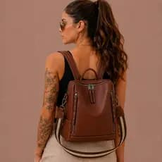 Bolsa Mochila Feminina 2 em 1  Reforçada Moderna Com Alça Transversal Trabalho Passeio Dia a Dia