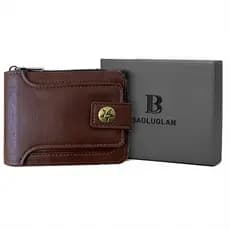Carteira Masculina Couro Elegante e Estilosa Com Porta Cartões Bolso de Zíper para Moedas Dinheiro Conforto  Alto Padrão