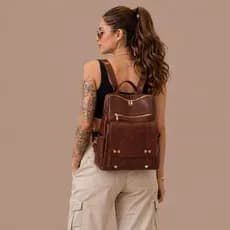 Mochila Bolsa Feminina Faculdade  Trabalho Reforçada Moderna Luxuosa Dia Dia Couro Sintético