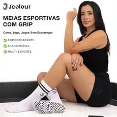 Kit 10 pares Meias de Futebol Femininas Esportivas Pretas e Brancas Transpiráveis Antiderrapantes