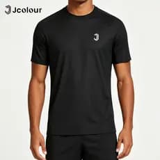 Camiseta Masculina Esportiva Preta Tecido Respirável Secagem Rápida Solto