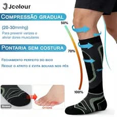 KIT 3 Pares Meia De Compressão Unissex Esportiva 20-30 mmhg Para Maratona/Ciclismo/Futebol/Varizes moda