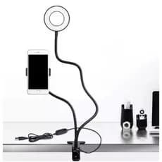 Ring light de mesa 2 em 1 com suporte de celular para maquiagem selfie live