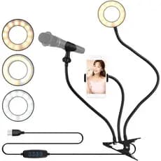 Ring Light De Mesa 3 Em 1 Suporte Celular Maquiagem Selfie Live Make Abajur Luminaria led