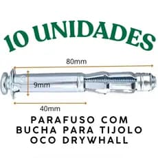 10 Parafusos com Bucha Para Parede Oca Tijolo Gesso Drywall com Travas Suporte TV Parede Gesso