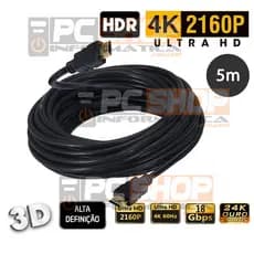 Cabo HDMI 4K Ultra HD 2.0 5 Metros 2160p HDR 3D 19pin High Speed