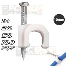 Fixador de Cabo Fixa Fio Miguelão 10mm Branco para Uso em Parede ou Madeira
