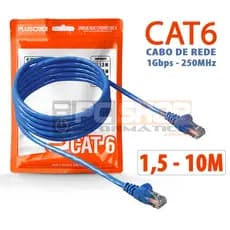 Cabo De Rede Cat6 Reforçado Lan Internet Azul Gigabit Rj45 Alta Velocidade Patch Cord