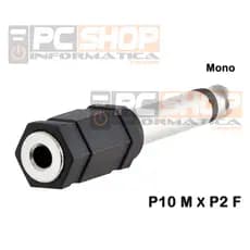 Adaptador Plug Conector P10 para P2 Mono P10 Macho x P2 Fêmea Mono