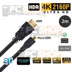 Cabo HDMI para Micro HDMI 4K 2.0 Ultra HD 2160p Ultra HD HDR 3D 19pin High Speed 2 Metros
