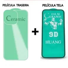 Kit 2 em 1 Película Traseira + Película Tela Cerâmica Para iPhone 11 12 13 14 15 16 Pro Max