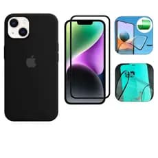 Kit 2 em 1 Capa Case Preta + Película Cerâmica 3D Para iPhone XS 11 12 13 14 15 16 Pro Max Linha Premium