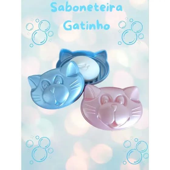 Saboneteira Infantil Banheiro Porta Sabonete de Plástico Gatinho