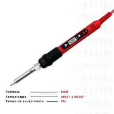 Ferro de solda profissional 110/220V - 80W ponta removível e ajuste digital de temperatura