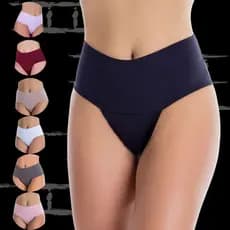 Kit 5 Calcinha cintura alta Power Fitnnes Cos Duplo Segura Barriga Modeladora