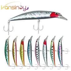 Pesca Afundando Minnow 13cm 27g Isca De Grande Longo Tiro Dura Olhos 3D Com Gancho De Sangue
