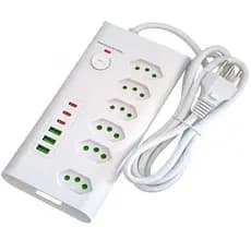 Filtro de Linha 6 Tomadas 10A 20A Extensão Elétrica, Regua de enegia Com 6 USB, tipo C 2500w Bivolt