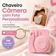 Chaveiro com Foto Personalizada Presente dia dos pais para Casais e Família Câmera Polaroid Estiloso