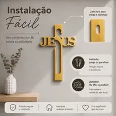 Cruz de Parede Jesus Moderno e Minimalista Crucifixo Presente Religioso Enfeite Decoração