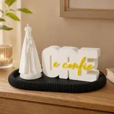 Kit Decorativo Ore e Confie com Nossa Senhora e Bandeja Enfeite Moderno Presente Religioso Decoração