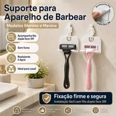 Suporte Aparelho de Barbear Gilette Parede com Adesivo 3M - Organizador De Banheiro Moderno