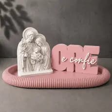 Kit Decorativo Ore e Confie e Sagrada Família Presente Religioso Moderno Minimalista para Ambientes