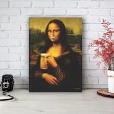 Placa Decorativa em MDF Monaliza Bebendo