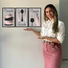 Quadro Decorativo Cozinha Manhã Tarde e Noite Restaurante Casa Lar Prata
