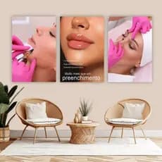 Quadro decorativo 3 peças harmonização facial botox preenchimento labial decoração clínica estética