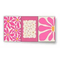 Quadro Decorativo Kit 3 Peças Floral Rosa Bege Margaridas