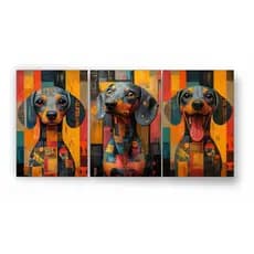 Quadros Decorativos Kit 3 Peças Basset Petshop Clínica Cachorro Salsicha