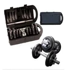 Kit Completo Wct Fitness Anilhas + Halteres Na Maleta 20Kg Preto