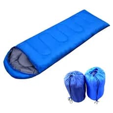 Saco de Dormir Solteiro Acampamento Adulto Ultra Leve Capuz Confortável Azul Claro WCT FITNESS