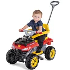 Carrinho de Passeio Infantil Cross Up Calesita Quadriciclo Motoca Com Haste Empurrador e Pedal