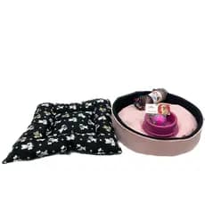 Cama para cachorro colchonete coberta e bebedouro com brinquedo