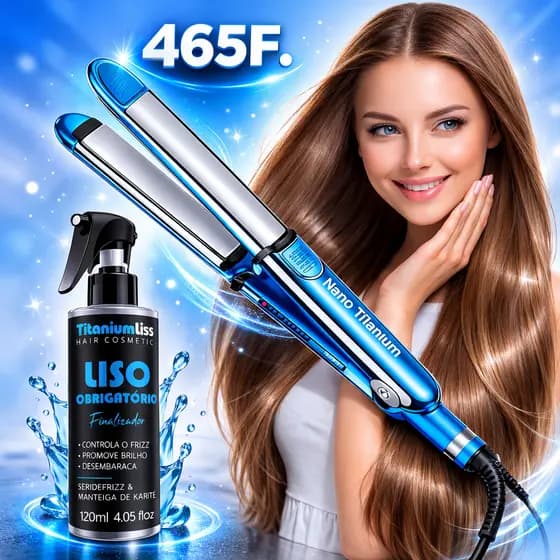 Prancha de Cabelo e Chapinha Super Nano Titanium Com Nota Fiscal Profissional 470F + Protetor Térmico Liso Necessário